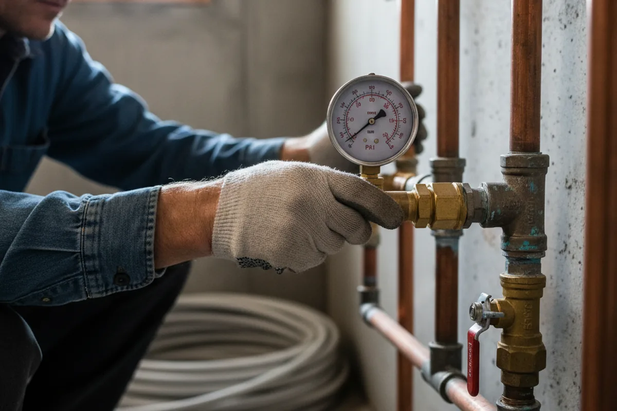 Pressure testing a repaired line during Water Line Repair in Fordland